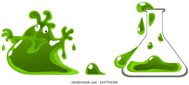 Chemical monster vector cartoon illustration design element horizontal, over white, isolated
