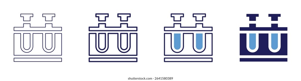 Chemical notation icon in 4 different styles. Thin Line, Line, Bold Line, Duotone. Duotone style. Editable stroke.
