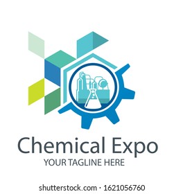 Chemical and oil industry Branding Identity Corporate vector logo design template Isolated on blue and green
