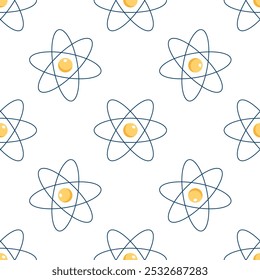 Patrón químico. El núcleo de un átomo con órbitas electrónicas. Textura infinita