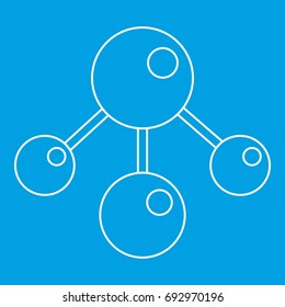 Chemical and physical atoms molecules icon blue outline style isolated vector illustration. Thin line sign