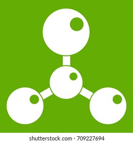 Chemical and physical atoms molecules icon white isolated on green background. Vector illustration