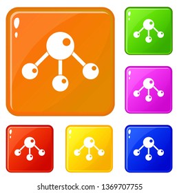 Chemical and physical atoms molecules icons set collection vector 6 color isolated on white background