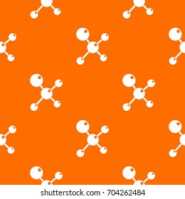 Chemical and physical atoms molecules pattern repeat seamless in orange color for any design. Vector geometric illustration