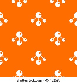 Chemical and physical atoms molecules pattern repeat seamless in orange color for any design. Vector geometric illustration