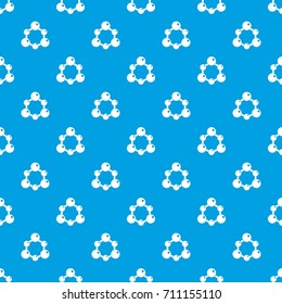 Chemical and physical atoms molecules pattern repeat seamless in blue color for any design. Vector geometric illustration