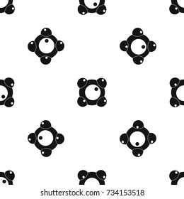 Chemical and physical atoms molecules pattern repeat seamless in black color for any design. Vector geometric illustration