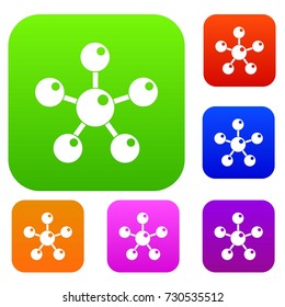 Chemical and physical atoms molecules set icon color in flat style isolated on white. Collection sings vector illustration