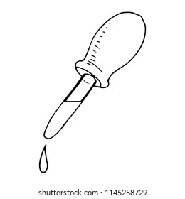Chemical pipette for experiments. Vector illustration of a pipette for chemical experiments. Hand drawn pipette for experiments in chemistry.