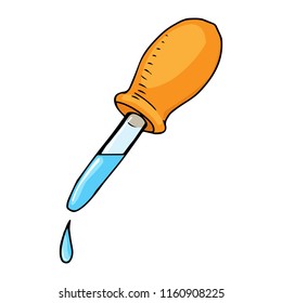 Chemical pipette for experiments. Vector illustration of a pipette for chemical experiments. Hand drawn pipette for experiments in chemistry.
