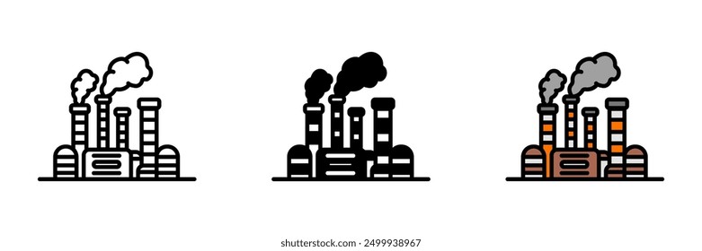 Chemical Plan Icon, Facility for manufacturing chemicals and processing materials through chemical reactions and industrial operations.