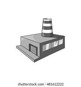 Chemical plant icon in black monochrome style isolated on white background. Chemistry symbol vector illustration