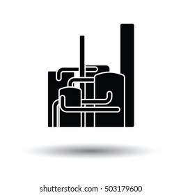 Chemical plant icon. White background with shadow design. Vector illustration.