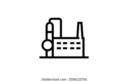 chemical plant simple black line web icon vector illustration. Editable stroke. 48x48 Pixel Perfect.