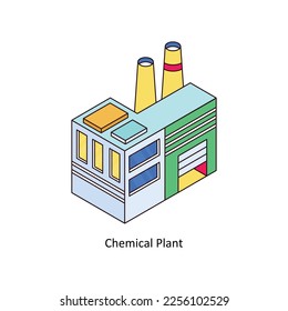 Chemical Plant Vector Isometric Filled Outline icon for your digital or print projects. stock illustration