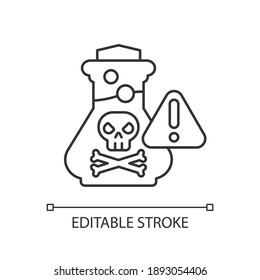 Chemical Poisoning Linear Icon. Cleaning Supplies. Toxic Household Products. Using Pesticides. Thin Line Customizable Illustration. Contour Symbol. Vector Isolated Outline Drawing. Editable Stroke