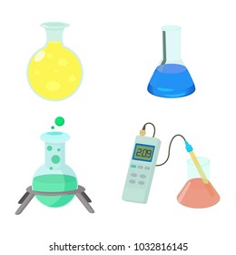 Chemical pots icon set. Cartoon set of chemical pots vector icons for web design isolated on white background