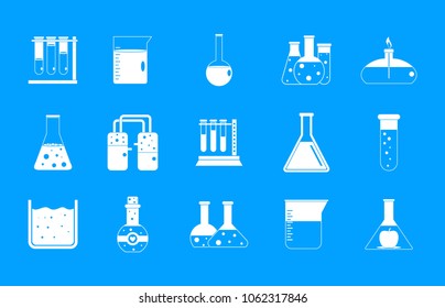 Chemical pots icon set. Simple set of chemical pots vector icons for web design isolated on blue background