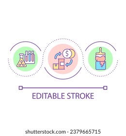 Chemical products loop concept icon. Paint and coating manufacturing. Chemistry industry abstract idea thin line illustration. Isolated outline drawing. Editable stroke. Arial font used
