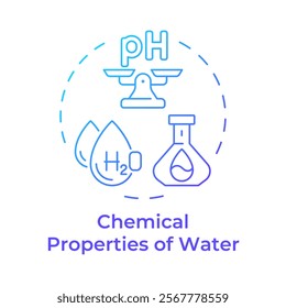 Chemical properties of water blue gradient concept icon. Determine liquid suitability for usage. Quality control. Round shape line illustration. Abstract idea. Graphic design. Easy to use in article