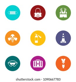 Chemical protection icons set. Flat set of 9 chemical protection vector icons for web isolated on white background