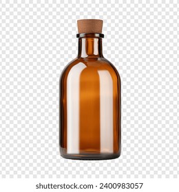 Chemical rat poison flask, retro packaging for your label. Pharmacy liquid container,Old medicine bottle. Amber glass apothecary bottle with cork stop
