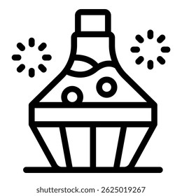 Chemical reaction is bubbling inside an erlenmeyer flask placed on a tripod, representing a scientific experiment