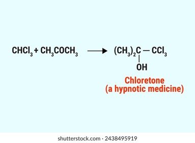 Chemical reaction of Chloretone (a hypnotic medicine)