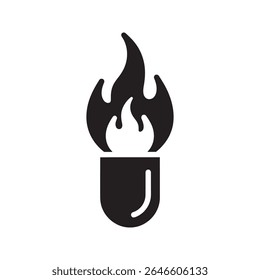 Chemical reaction glyph icon with burning test tube for laboratory experiment heat and scientific discovery vector illustration vector solid glyph icon