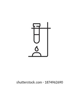 Chemical reaction, heating the test tube simple thin line icon vector illustration