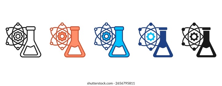 Conjunto de iconos de reacción química Colección de estilo múltiple