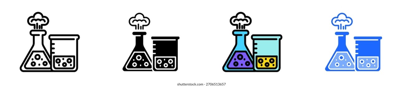 Conjunto de iconos de reacción química Colección de estilo múltiple