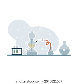 chemical reaction in the kipp apparatus. teaching materials for a chemistry lesson. isolated vector illustration. flat style.