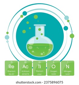 Chemical reaction periodic table elements graphic illustration vector