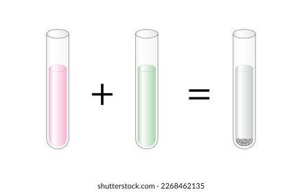 Chemische Reaktion, Niederschlag. Vektorgrafik.