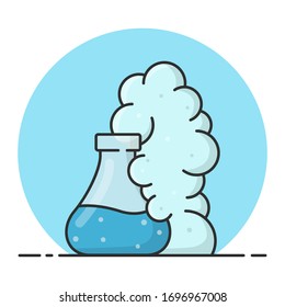 Chemical Reaction Process With Erlenmeyer. Laboratory Chemistry Science. Filled Icon Vector Design