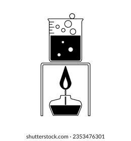 Icono de proceso de reacción química, icono negro verdadero