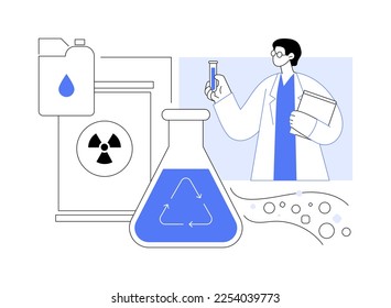 Chemical recycling abstract concept vector illustration. Hazardous waste management, plastics recycling method, polymeric material reuse, chemical trash disposal and utilization abstract metaphor.