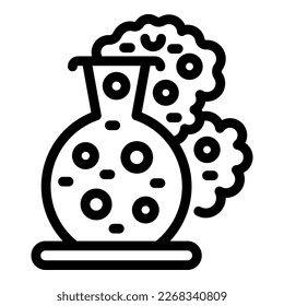 Vector de contorno de icono de reciclado químico. Fábrica de desechos. Proceso de reducción