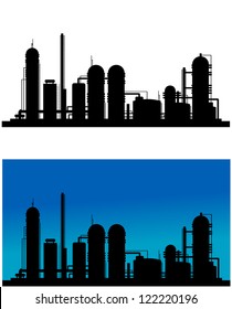 Chemical or refinery plant silhouette for industrial design. Jpeg version also available in gallery