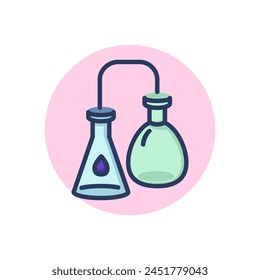 Icono de línea de proceso de refinado químico. Vidrio, crudo, signo del contorno del tubo. Concepto de la industria del petróleo y el gas. Elemento de símbolo de Ilustración vectorial para Diseños web y App