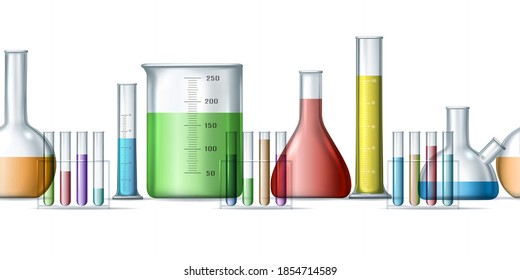 Chemical research backdrop pattern. Biological lab background element, pharmacy and medicine chemist researcher pioneering environment and equipment vector illustration