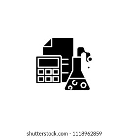 Chemical research black icon concept. Chemical research flat  vector symbol, sign, illustration.