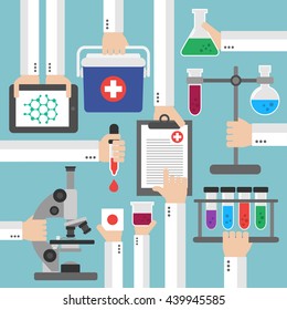 Chemical Research Laboratory Flat Design.Vector Illustration