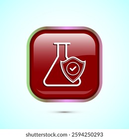 Chemical resistant icon design illustration, Chemical resistant sign symbol, Red color square button design