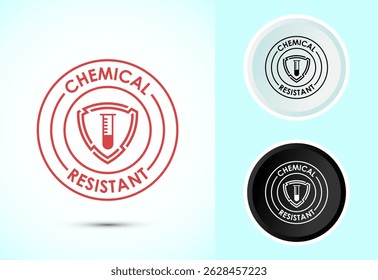 Chemical resistant icon design illustration, Chemical resistant sign symbol in color black and white
