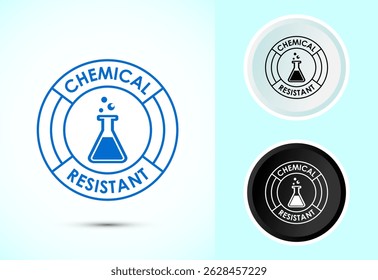 Chemical resistant icon design illustration, Chemical resistant sign symbol in color black and white