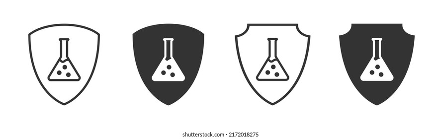 Icono resistente a las sustancias químicas. Escuche con matraz. Protección contra la química. Ilustración vectorial.