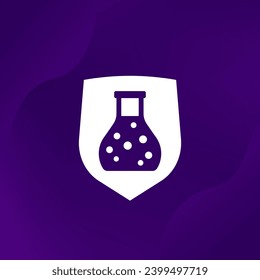 chemical resistant icon with a shield, vector label design
