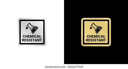 Chemical resistant label or Chemical resistant logo Vector Isolated. Best Chemical resistant label for product packaging design element. Best Chemical resistant logo for packaging design element.